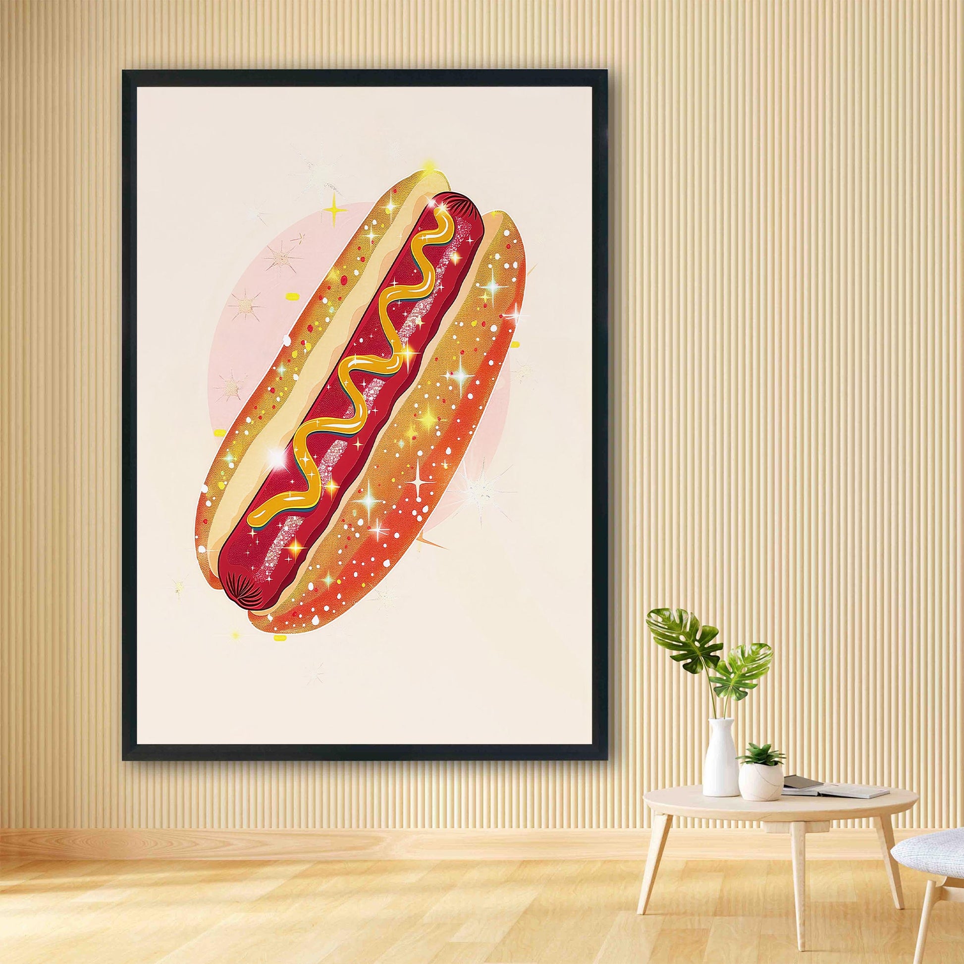 Sparkle Hot Dog Art Print, Trendy Kitchen Wall Decor