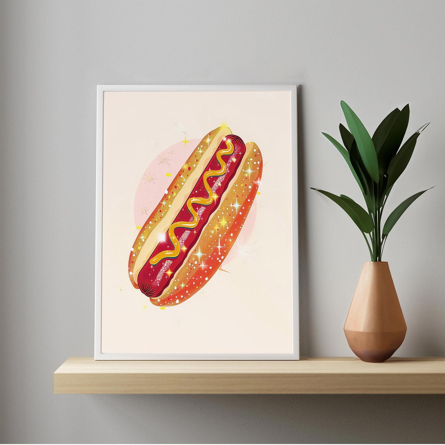 Sparkle Hot Dog Art Print, Trendy Kitchen Wall Decor