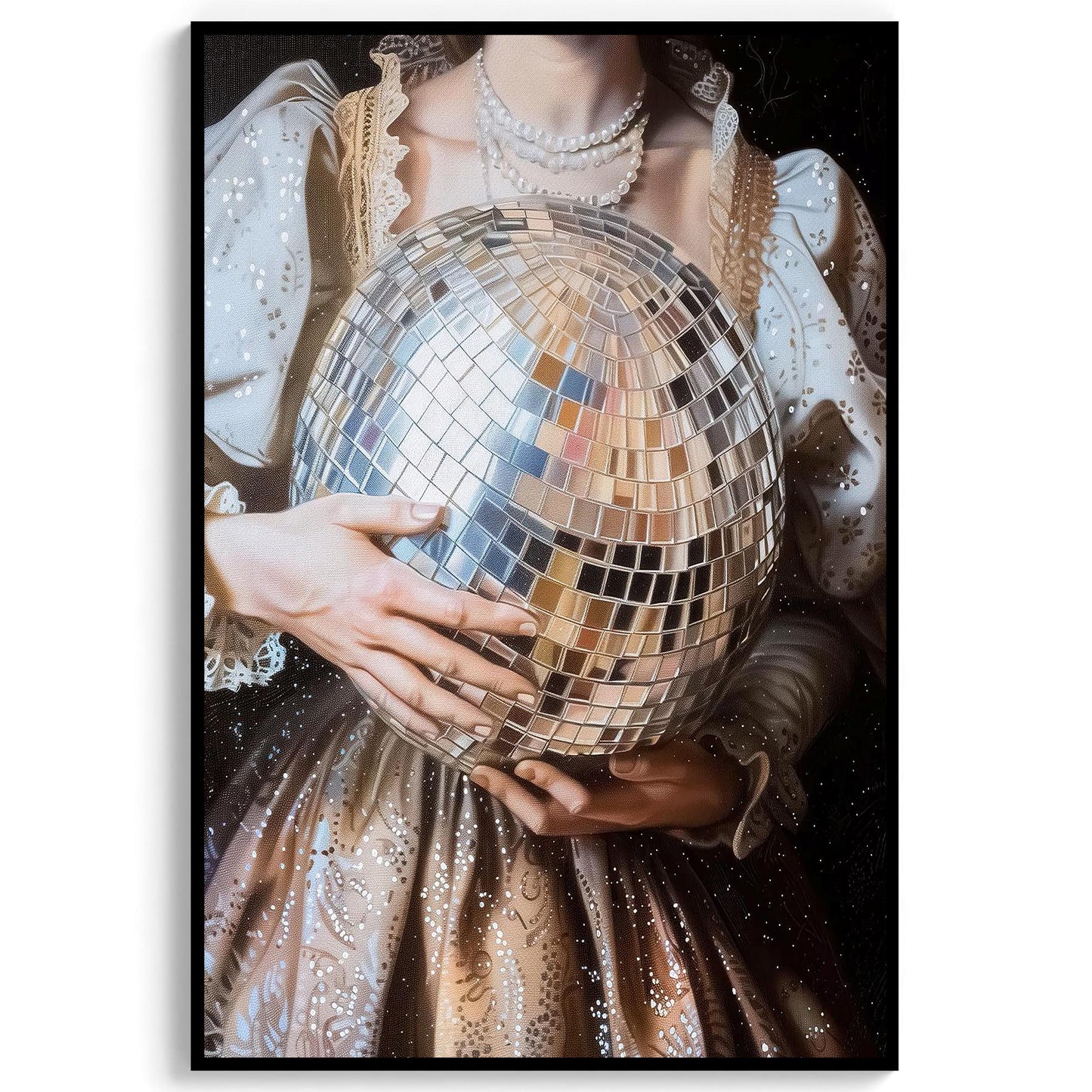 Victorian Disco Ball Art Print, Antique Baroque Style