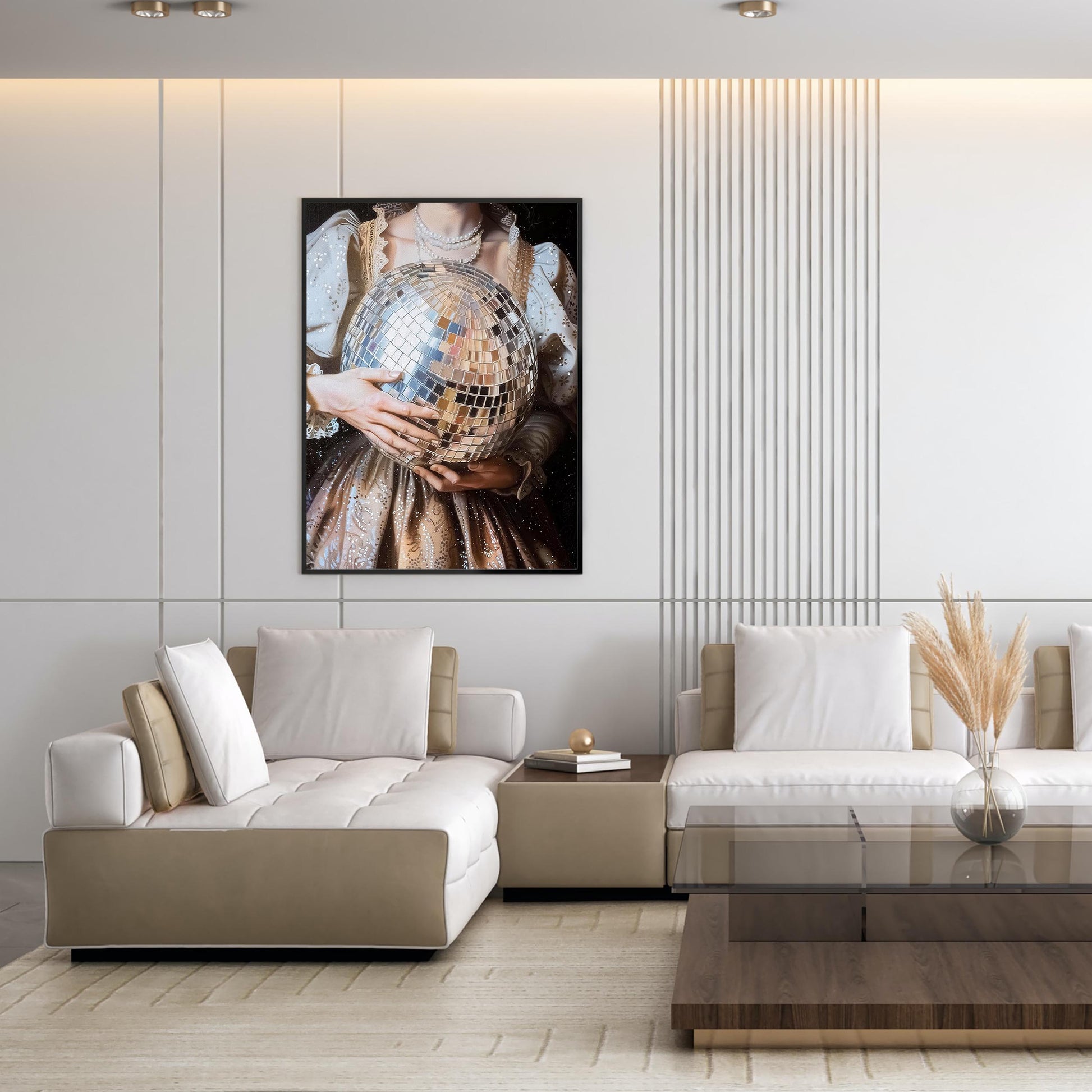 Victorian Disco Ball Art Print, Antique Baroque Style