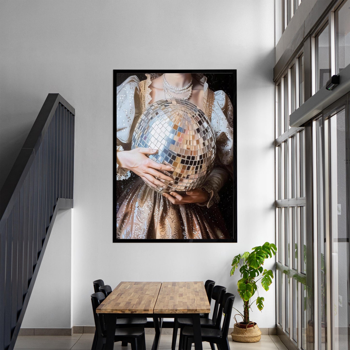 Victorian Disco Ball Art Print, Antique Baroque Style