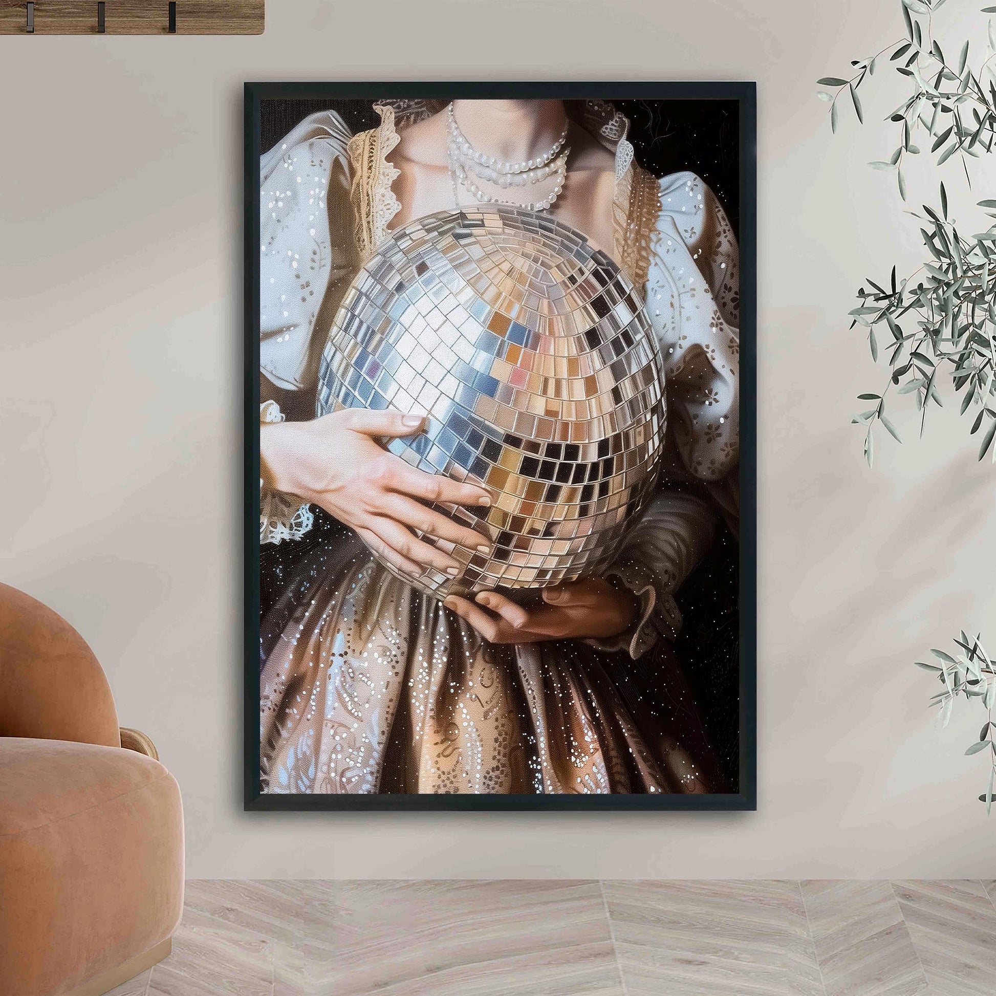 Victorian Disco Ball Art Print, Antique Baroque Style