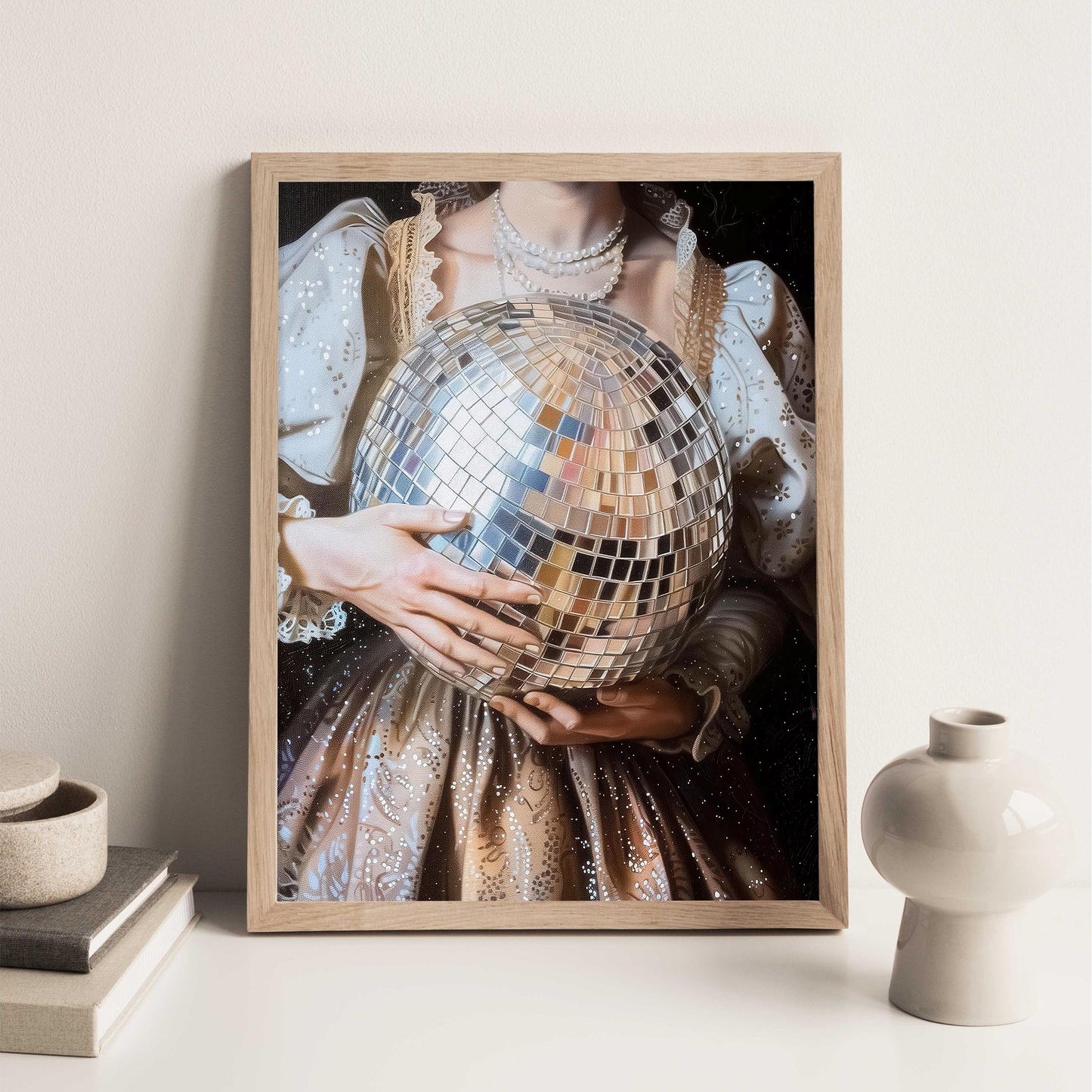 Victorian Disco Ball Art Print, Antique Baroque Style