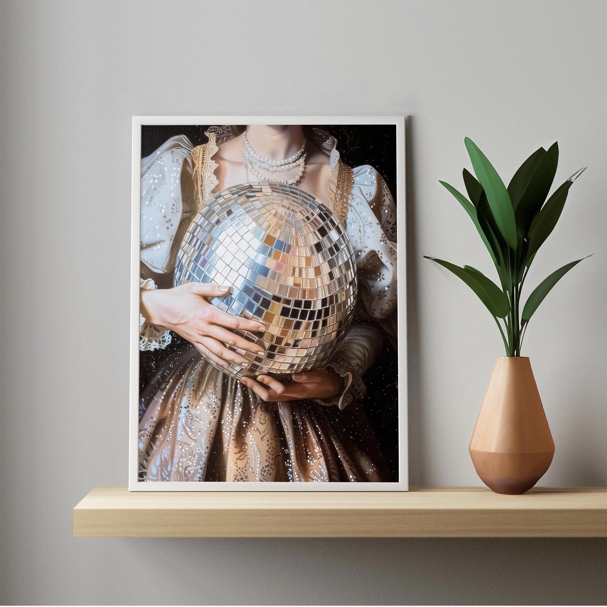 Victorian Disco Ball Art Print, Antique Baroque Style