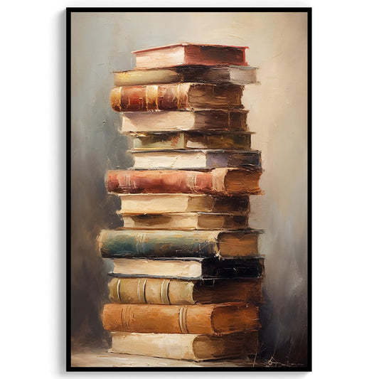 Vintage Books Oil Painting Print Academia Home Decor