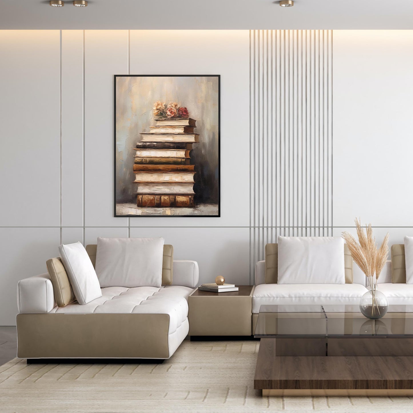 Vintage Books Oil Painting Print Academia Wall Art