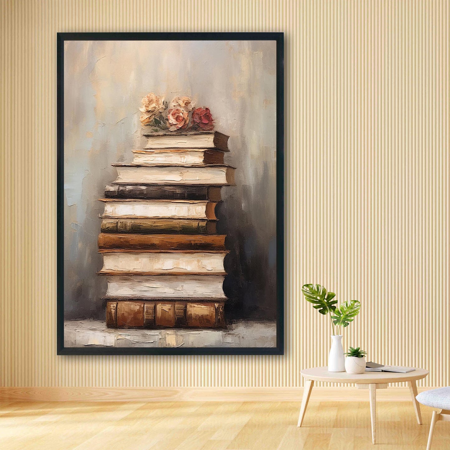 Vintage Books Oil Painting Print Academia Wall Art