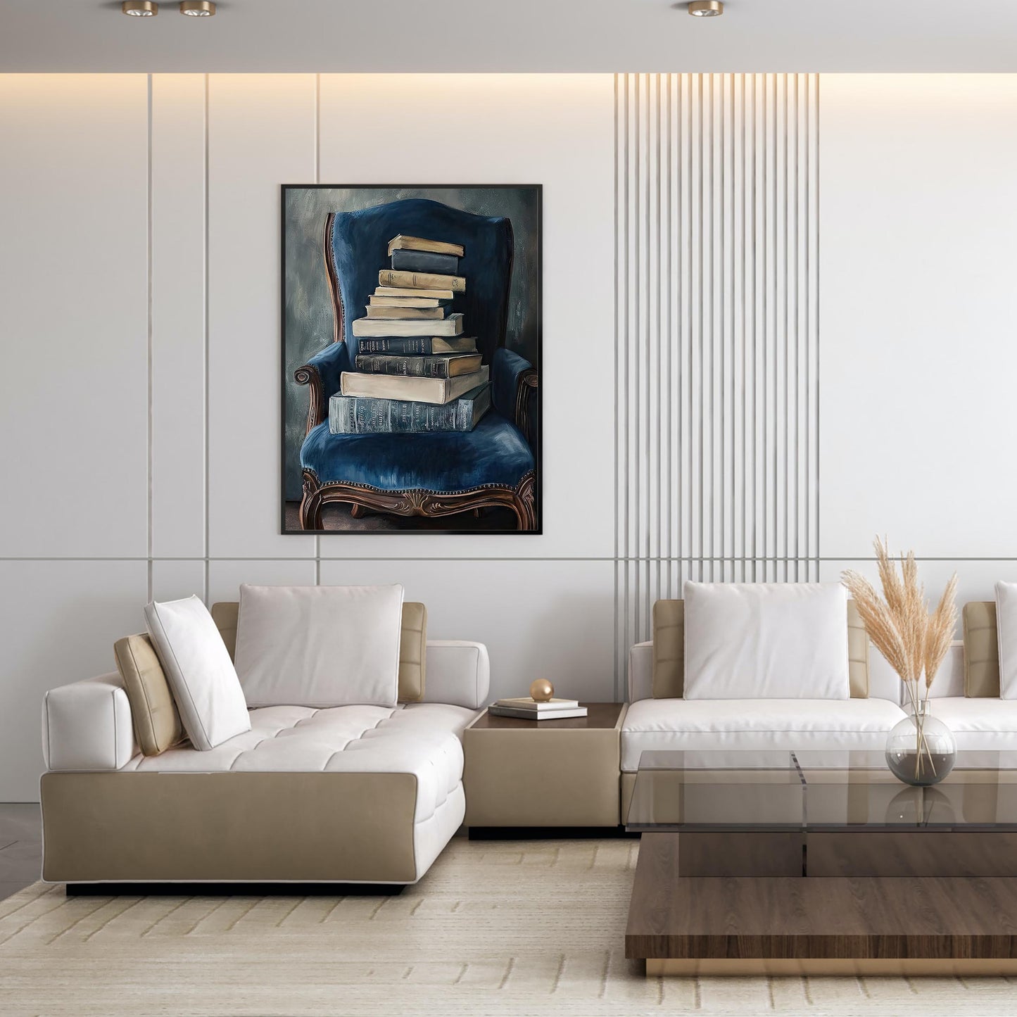 Vintage Books Oil Painting, Moody Academia Wall Art