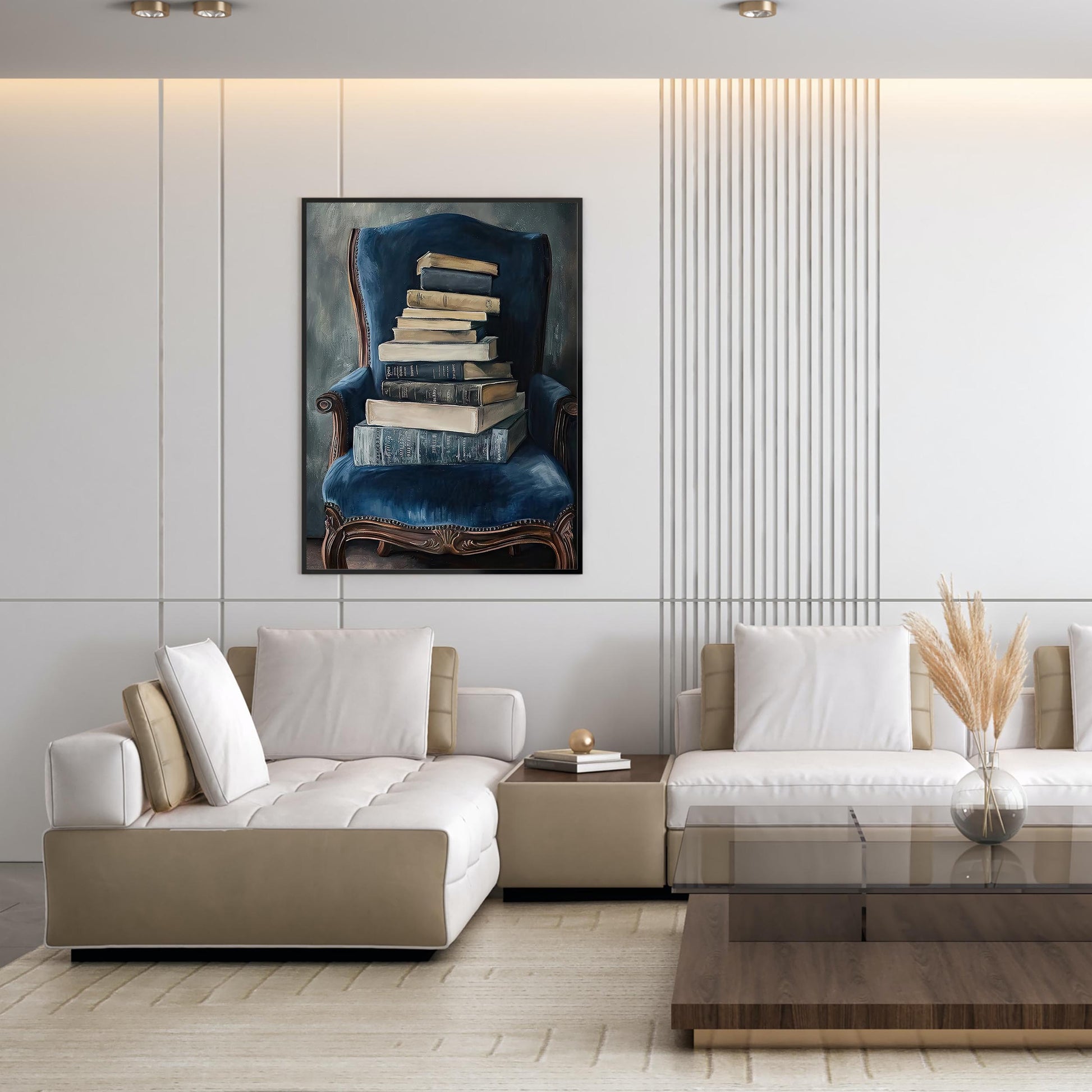 Vintage Books Oil Painting, Moody Academia Wall Art