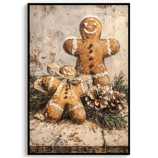 Vintage Gingerbread Man Wall Art Print, Printable Rustic Christmas Wall Decor, Kitchen Dec