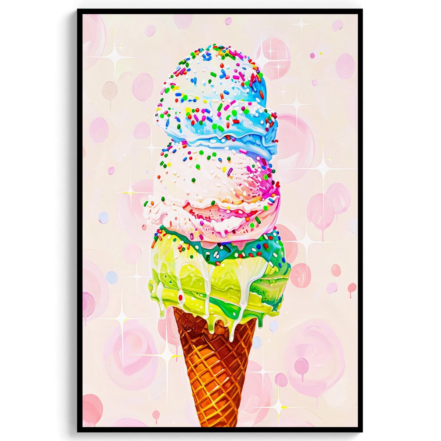 Vintage Ice Cream Art Print, Retro Foodie Poster