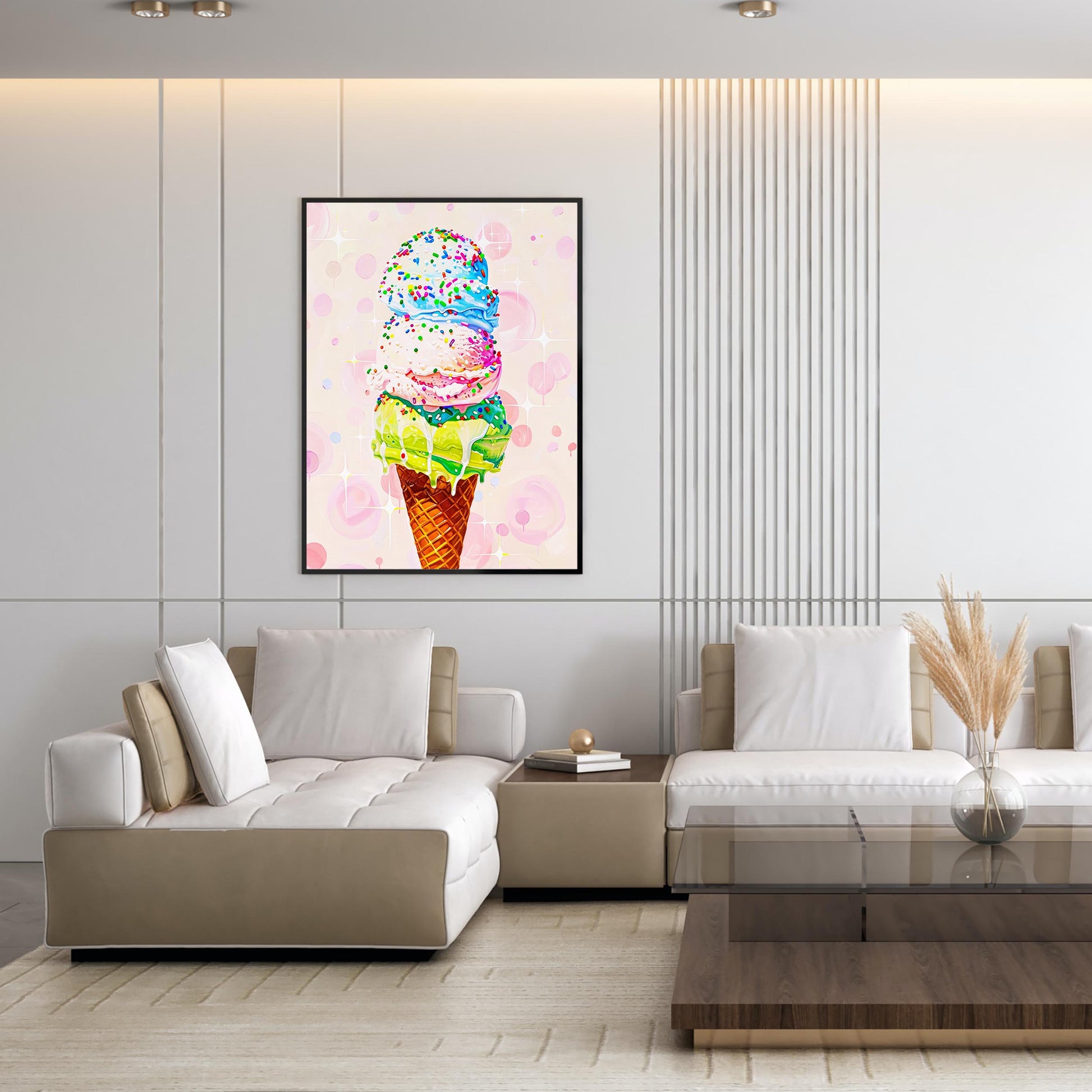 Vintage Ice Cream Art Print, Retro Foodie Poster