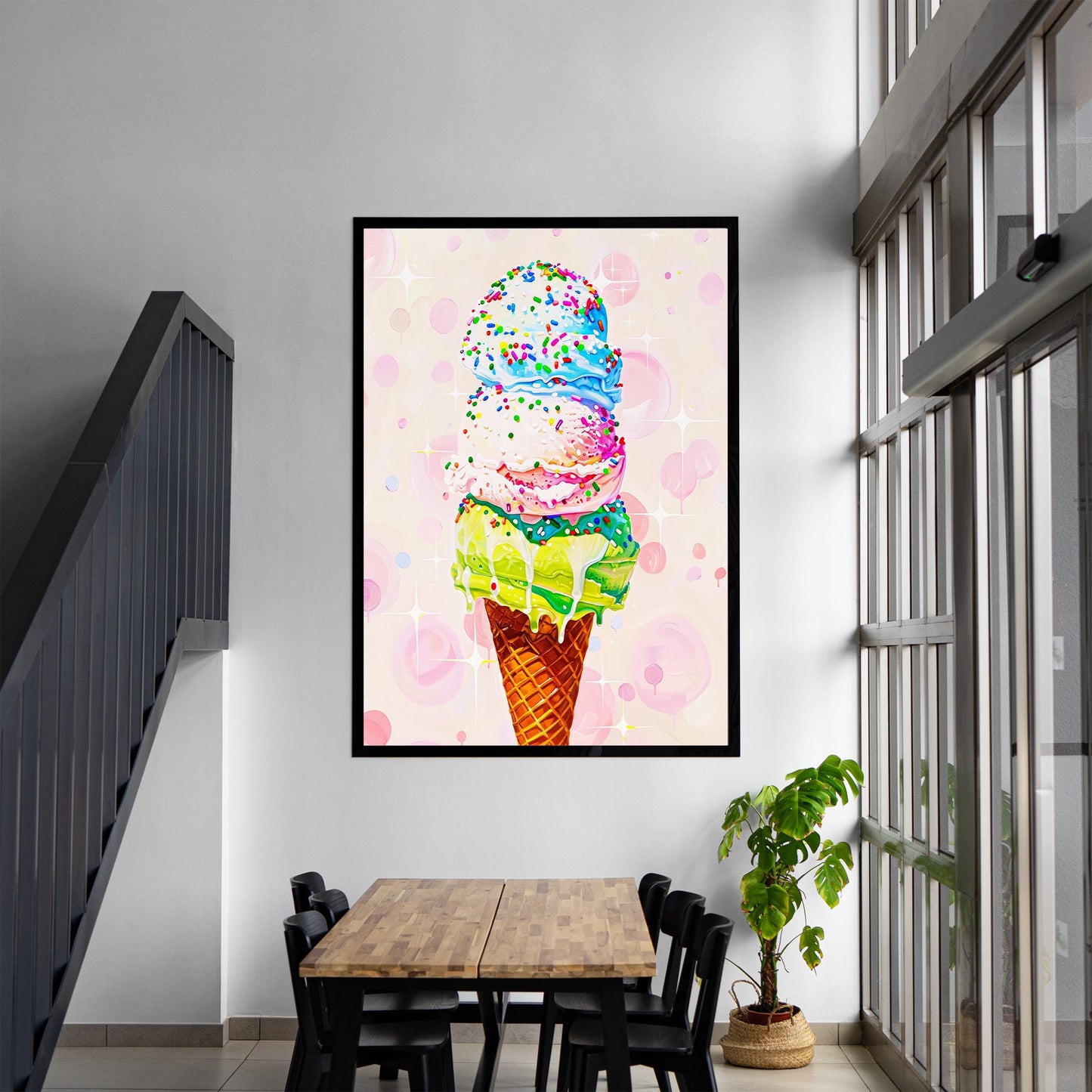 Vintage Ice Cream Art Print, Retro Foodie Poster