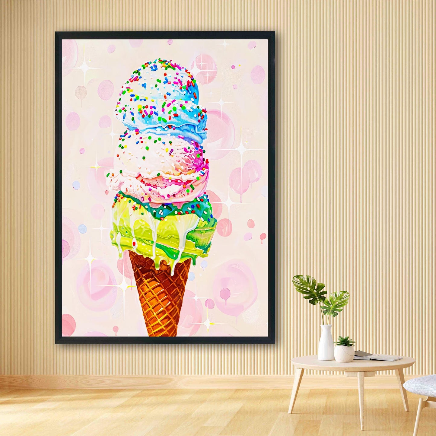 Vintage Ice Cream Art Print, Retro Foodie Poster