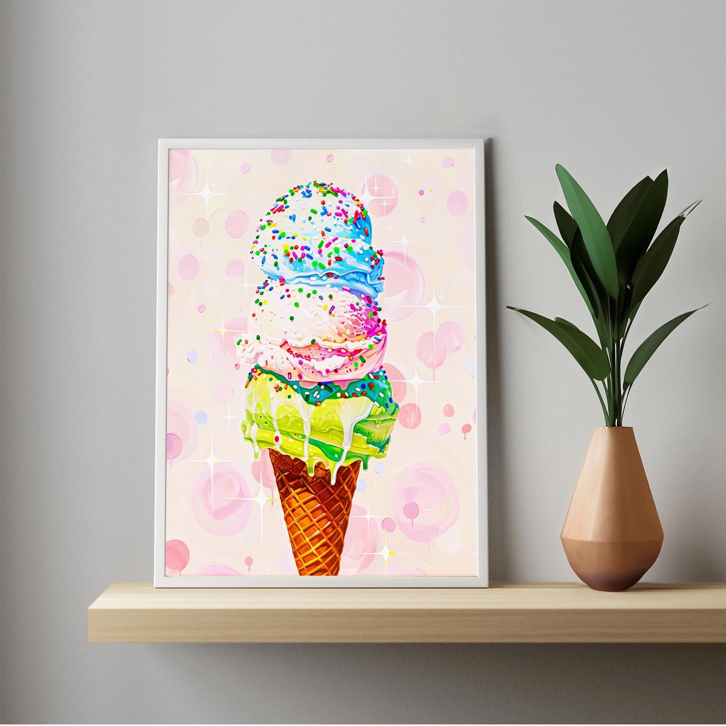 Vintage Ice Cream Art Print, Retro Foodie Poster