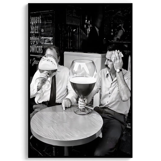 Vintage Men Drinking Beer Print Retro Bar Cart Decor