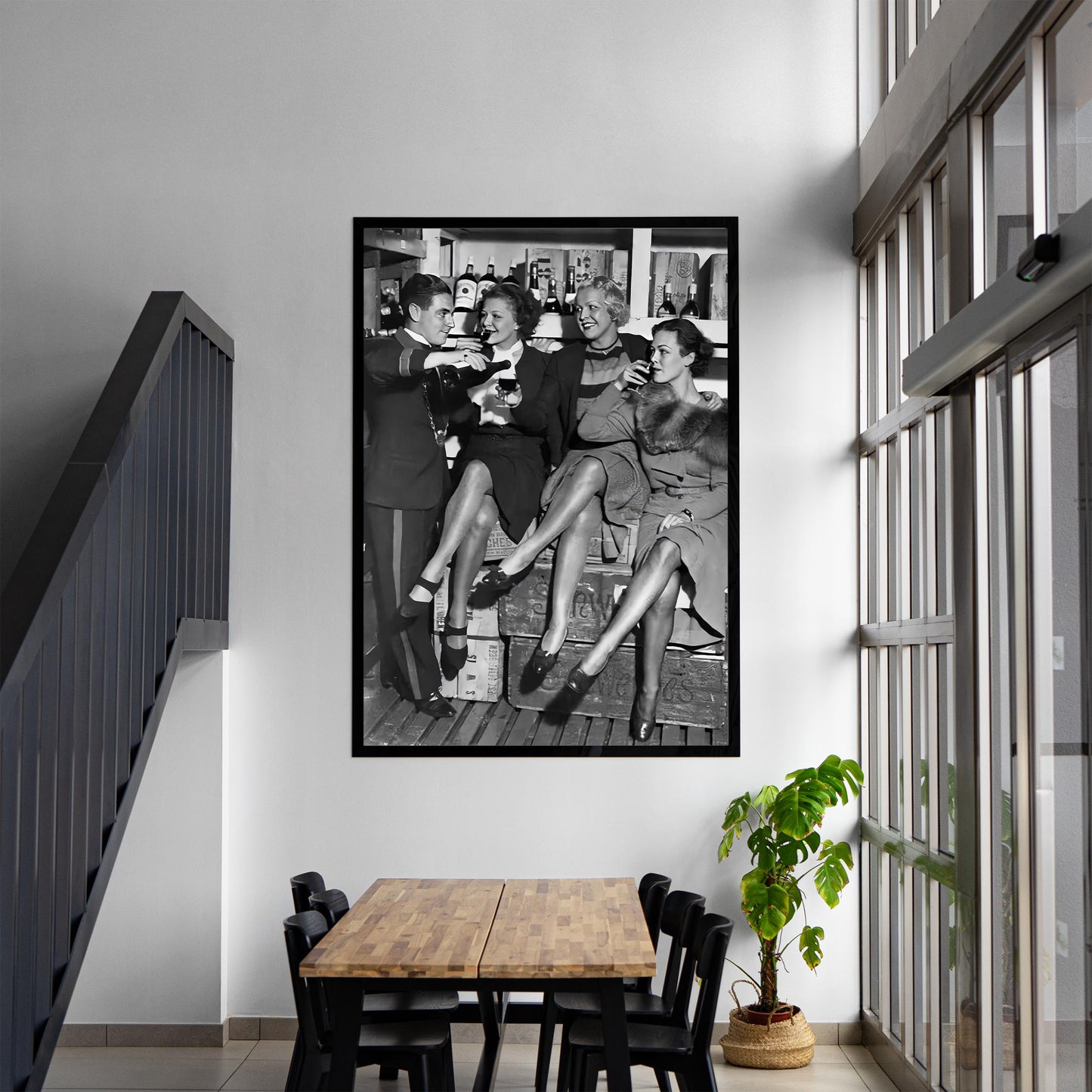 Vintage Prohibition Era Party Print 1930s Women Drinking and Smoking Wall Art, Black And White Print