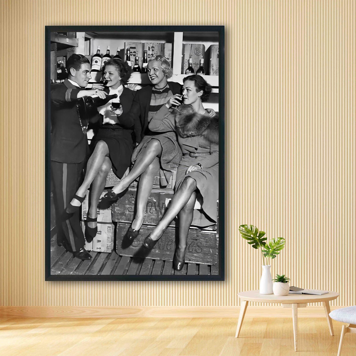 Vintage Prohibition Era Party Print 1930s Women Drinking and Smoking Wall Art, Black And White Print