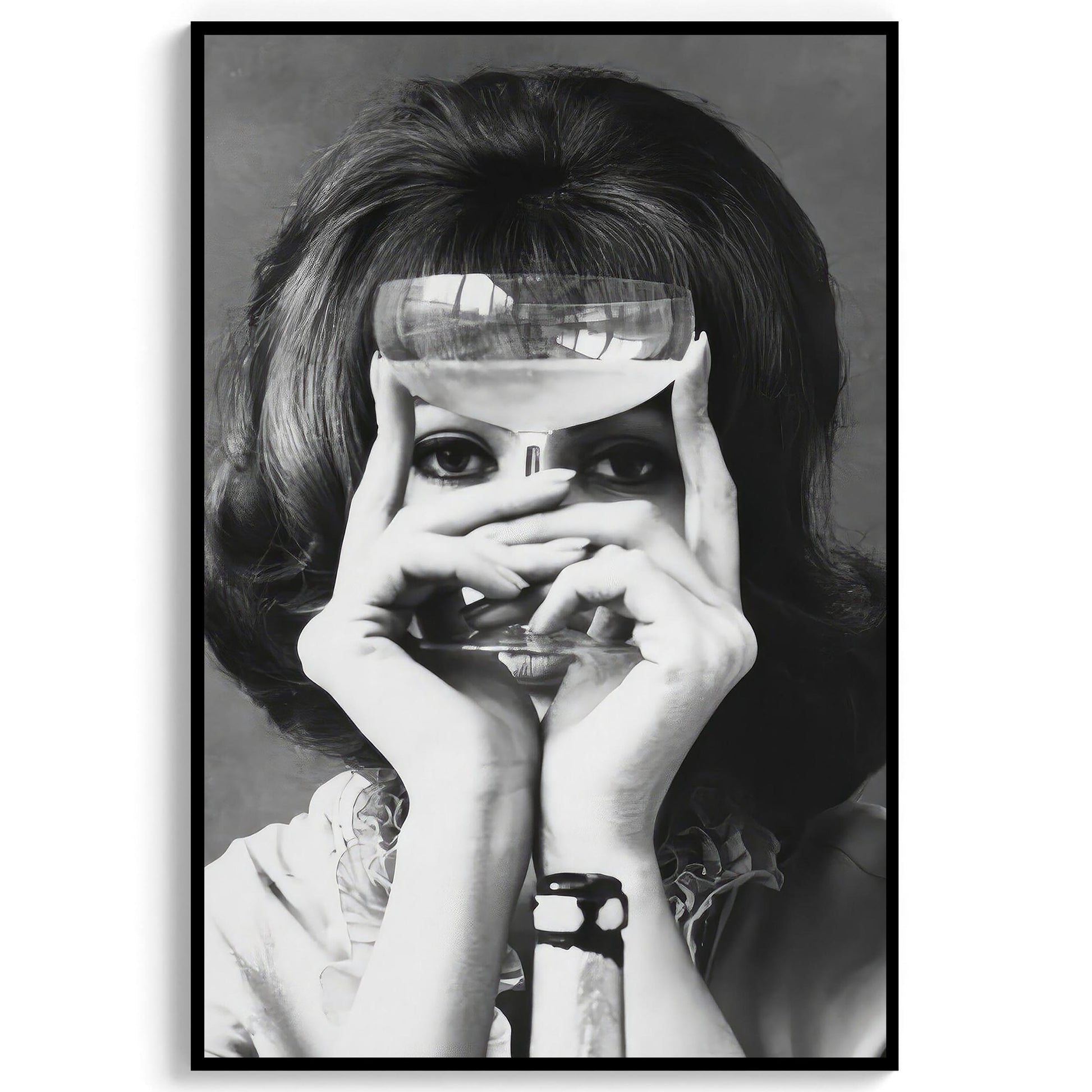 Woman with Wine Glass Print Retro Bar Cart Decor (Digital Download)