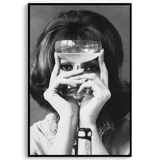 Woman with Wine Glass Print Retro Bar Cart Decor (Digital Download)