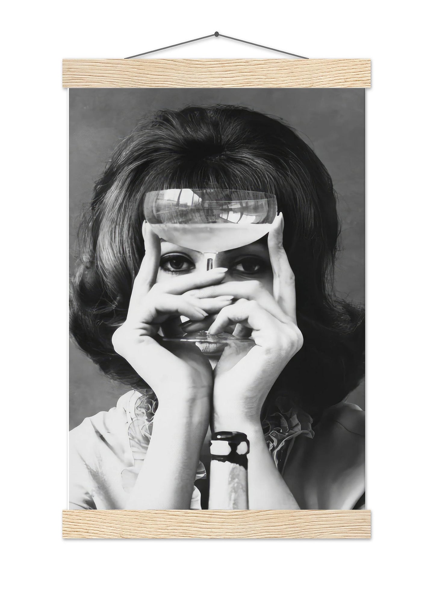 Woman with Wine Glass Print Retro Bar Cart Decor